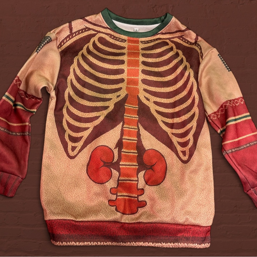Anatomical Print knit looking multicolor Sweatshirt